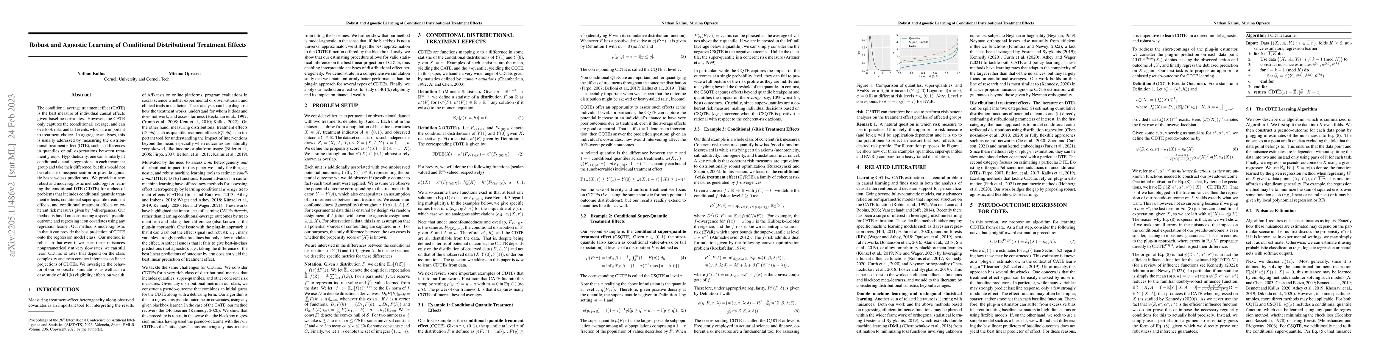 Thumbnail for Robust and Agnostic Learning of Conditional Distributional Treatment
  Effects