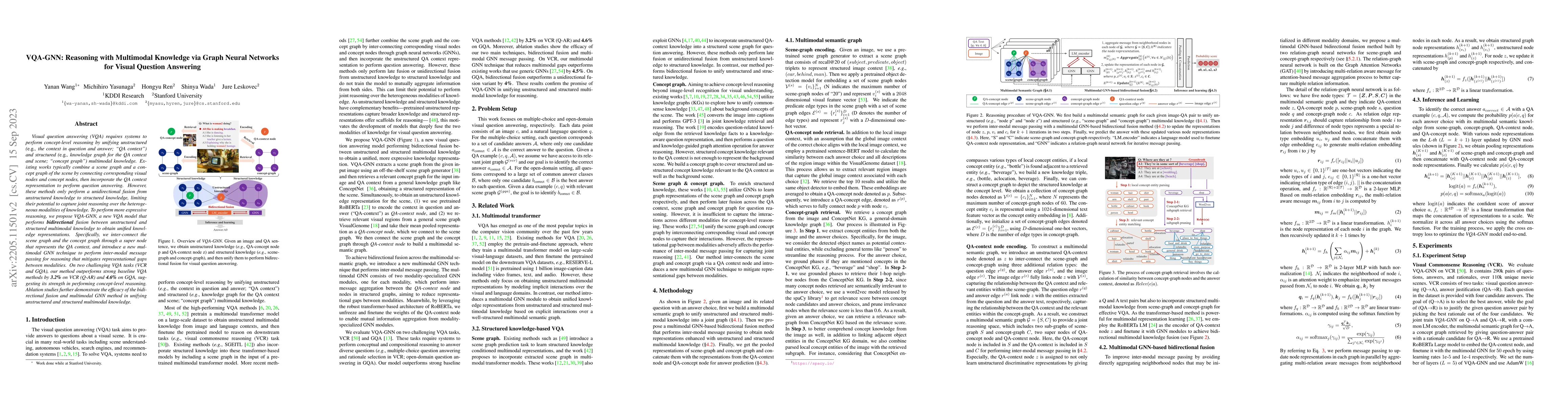 Thumbnail for VQA-GNN: Reasoning with Multimodal Knowledge via Graph Neural Networks
  for Visual Question Answering