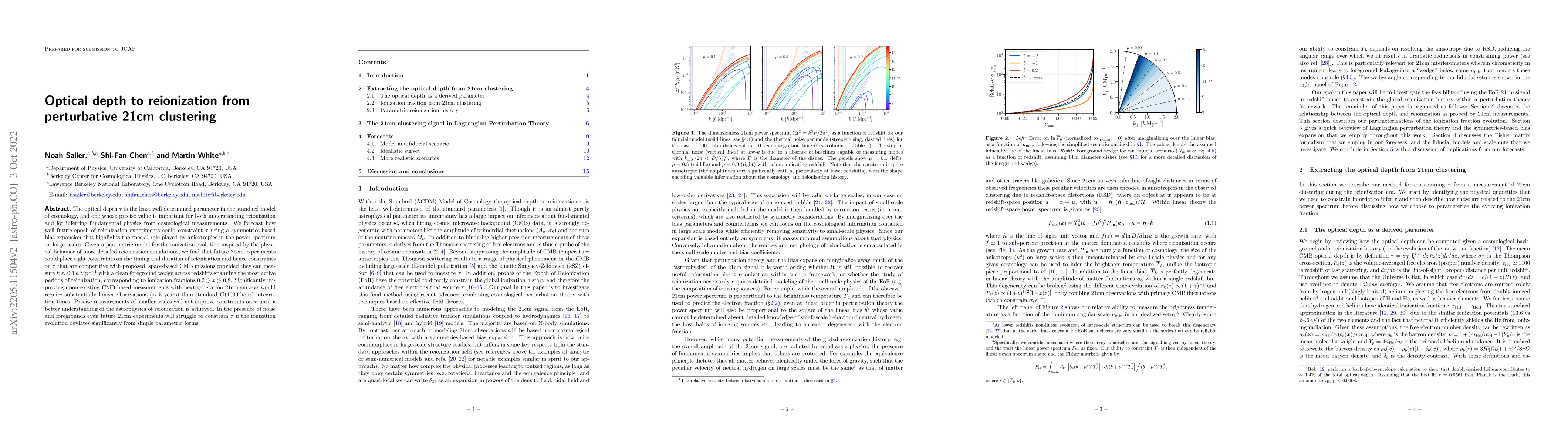 Thumbnail for Optical depth to reionization from perturbative 21cm clustering