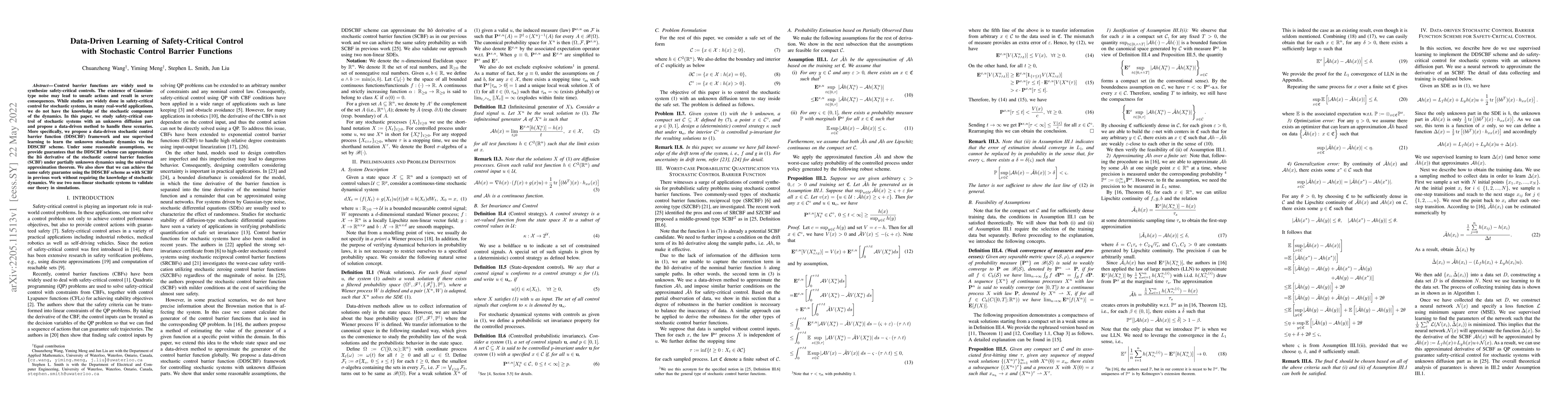Thumbnail for Data-Driven Learning of Safety-Critical Control with Stochastic Control
  Barrier Functions