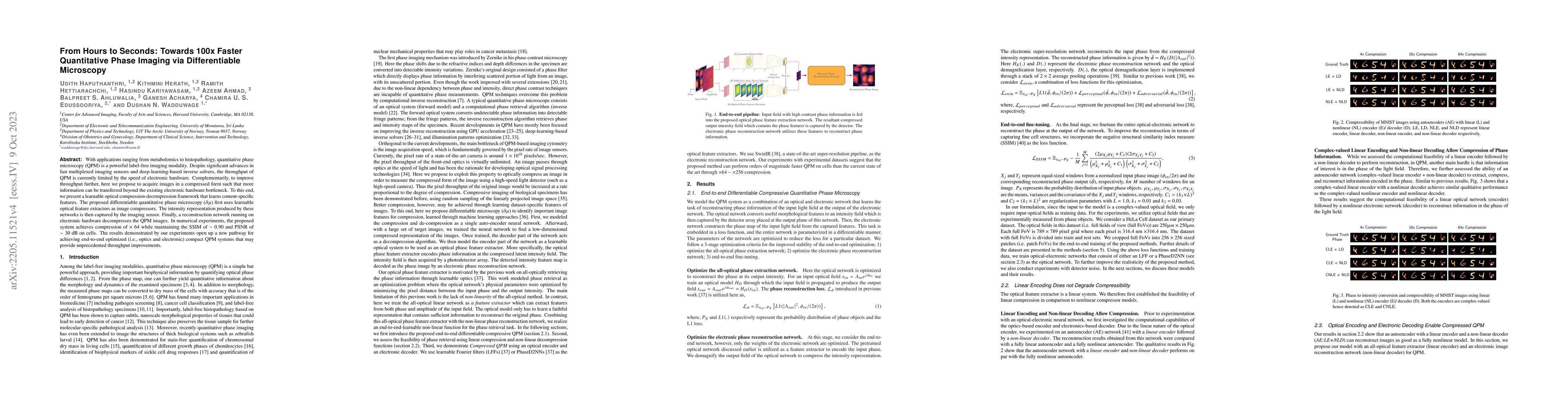 Thumbnail for From Hours to Seconds: Towards 100x Faster Quantitative Phase Imaging
  via Differentiable Microscopy