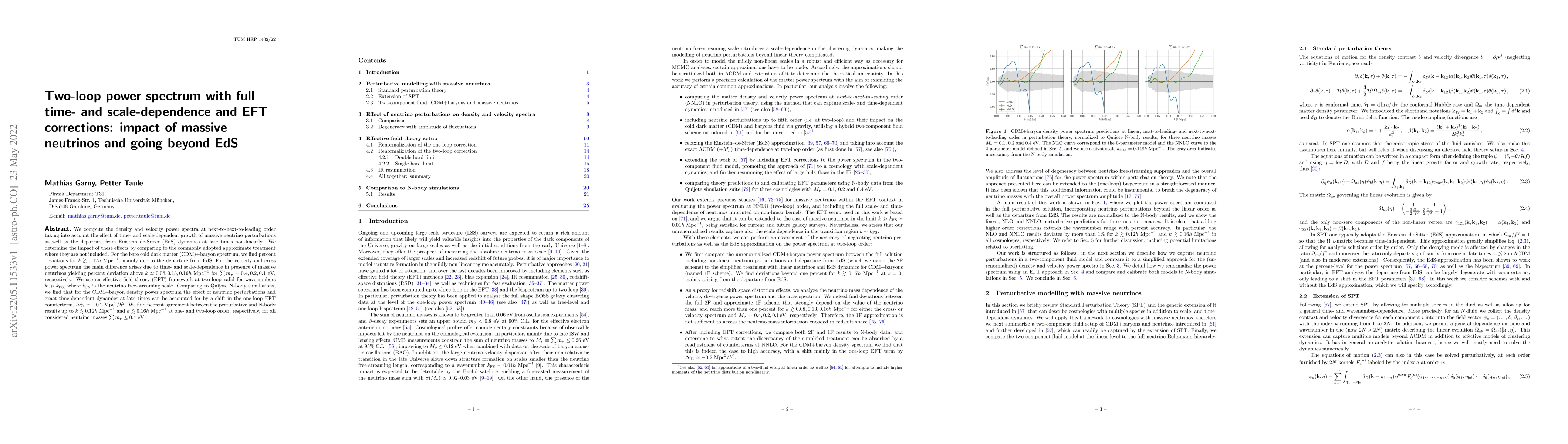 Thumbnail for Two-loop power spectrum with full time- and scale-dependence and EFT
  corrections: impact of massive neutrinos and going beyond EdS