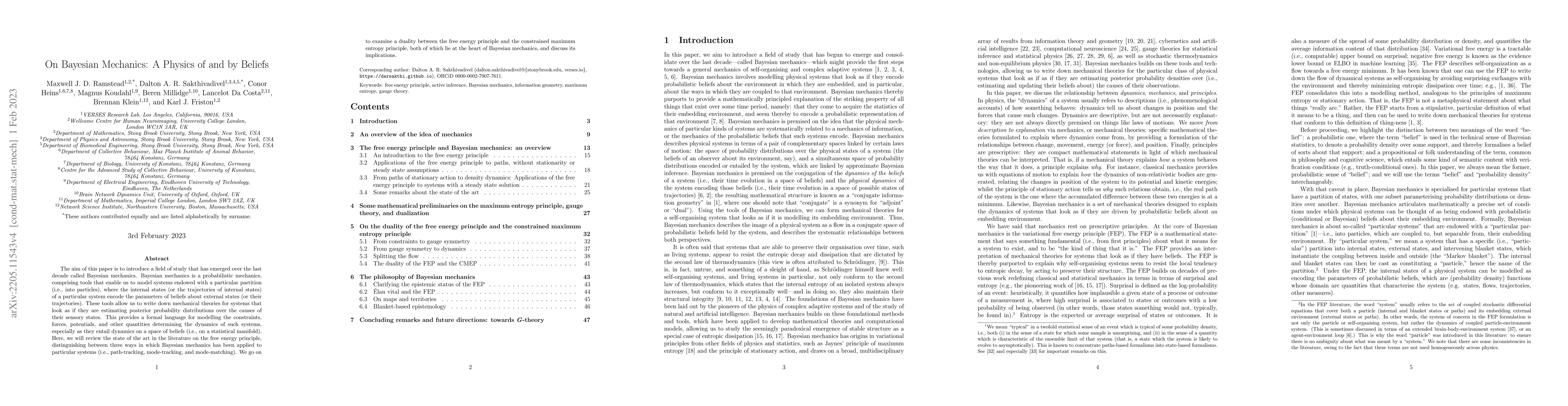 Thumbnail for On Bayesian Mechanics: A Physics of and by Beliefs