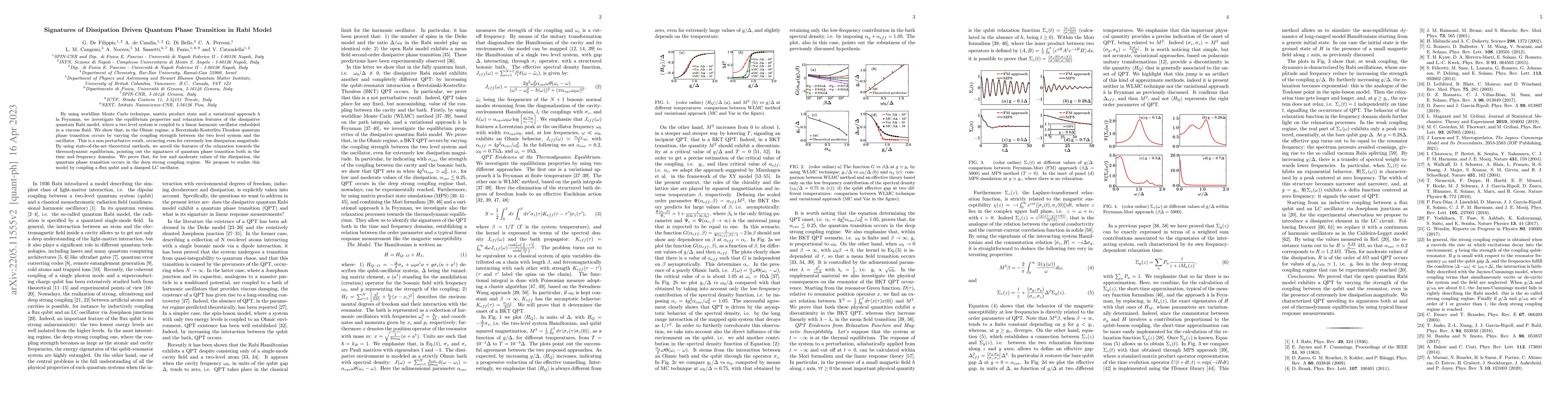 Thumbnail for Signatures of Dissipation Driven Quantum Phase Transition in Rabi Model