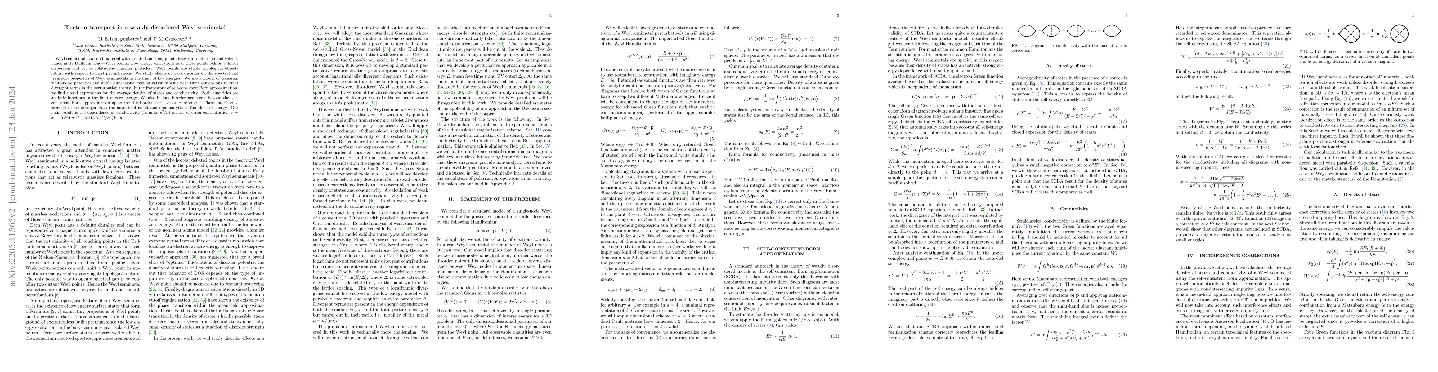 Thumbnail for Electron transport in a weakly disordered Weyl semimetal