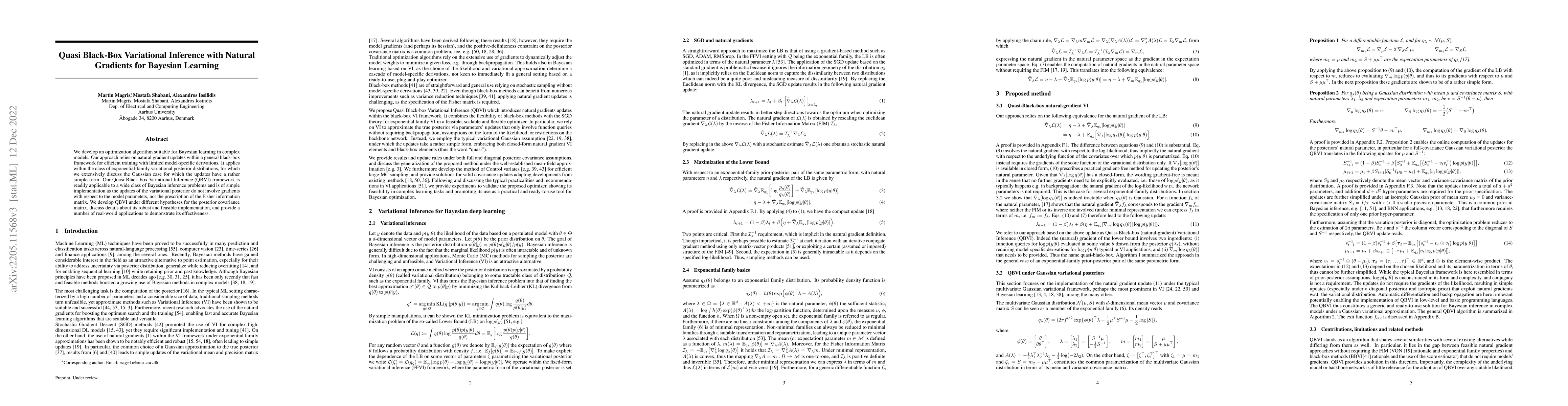 Thumbnail for Quasi Black-Box Variational Inference with Natural Gradients for
  Bayesian Learning