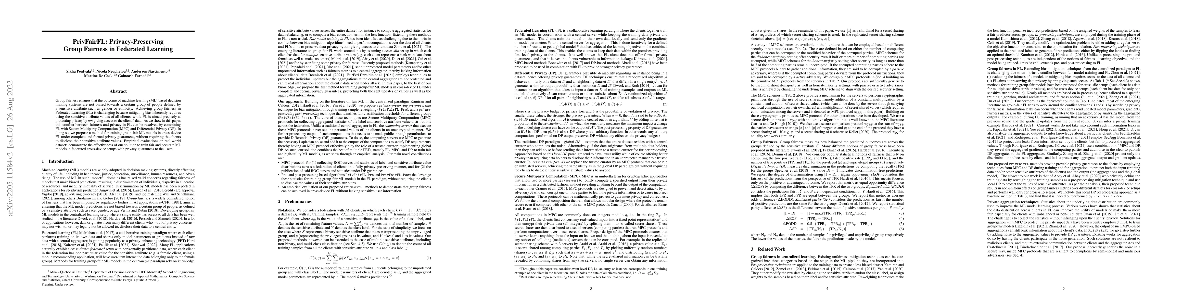 Thumbnail for PrivFairFL: Privacy-Preserving Group Fairness in Federated Learning
