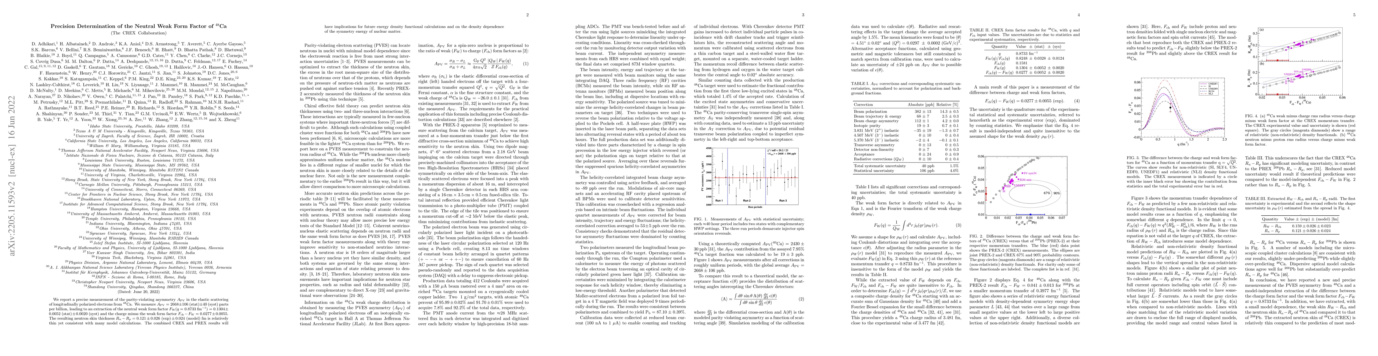 Thumbnail for Precision Determination of the Neutral Weak Form Factor of $^{48}$Ca