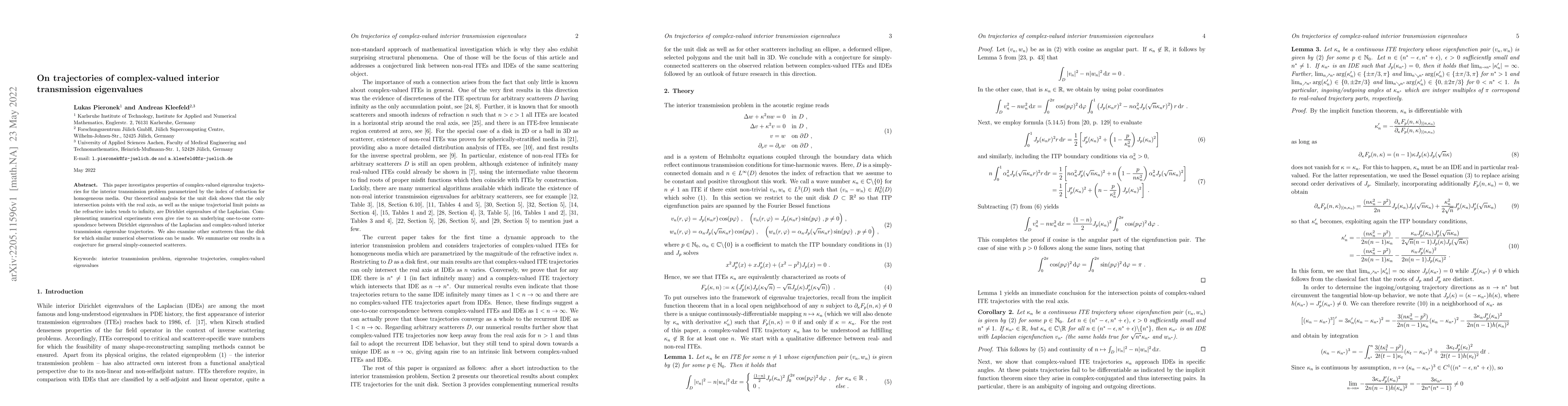 Thumbnail for On trajectories of complex-valued interior transmission eigenvalues