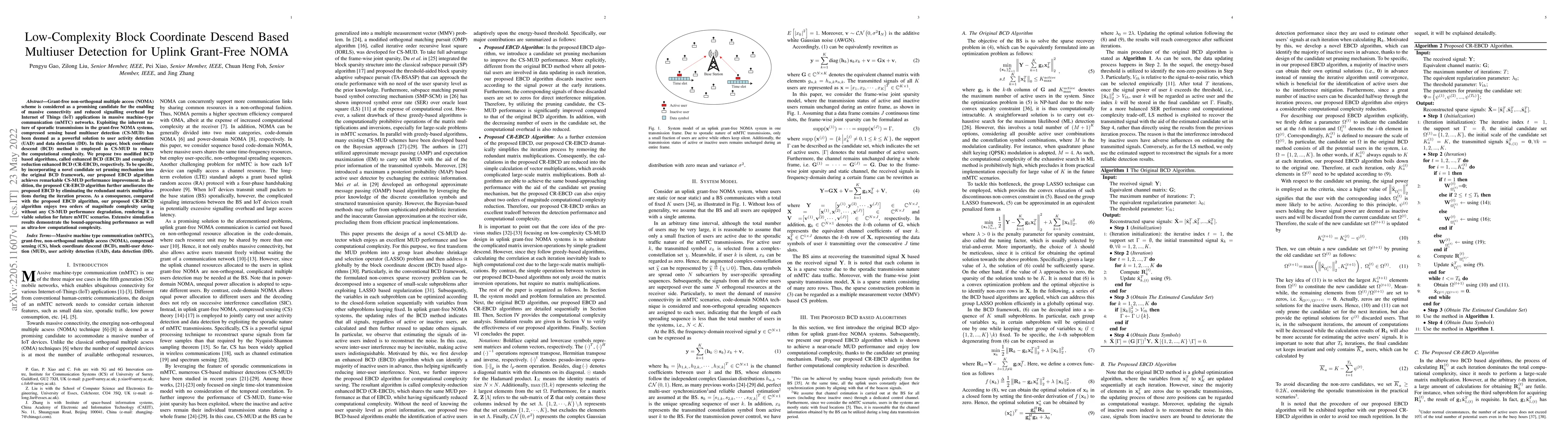 Thumbnail for Low-Complexity Block Coordinate Descend Based Multiuser Detection for
  Uplink Grant-Free NOMA