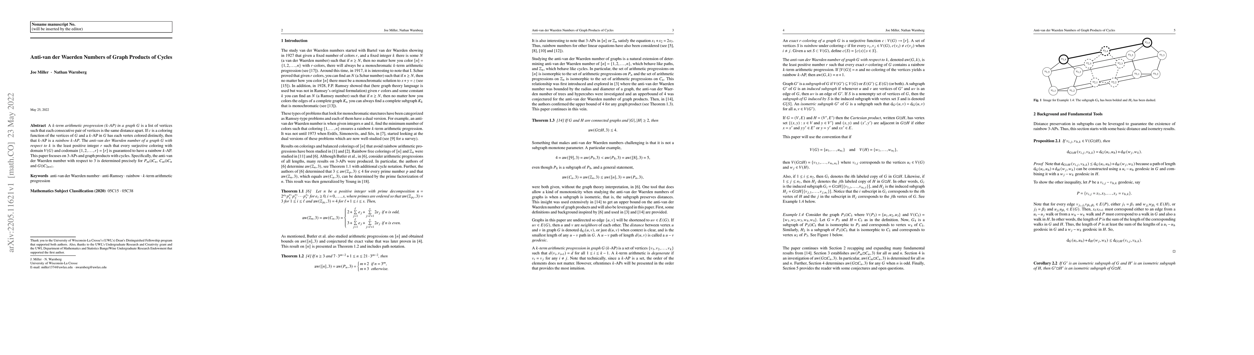Thumbnail for Anti-van der Waerden Numbers of Graph Products of Cycles