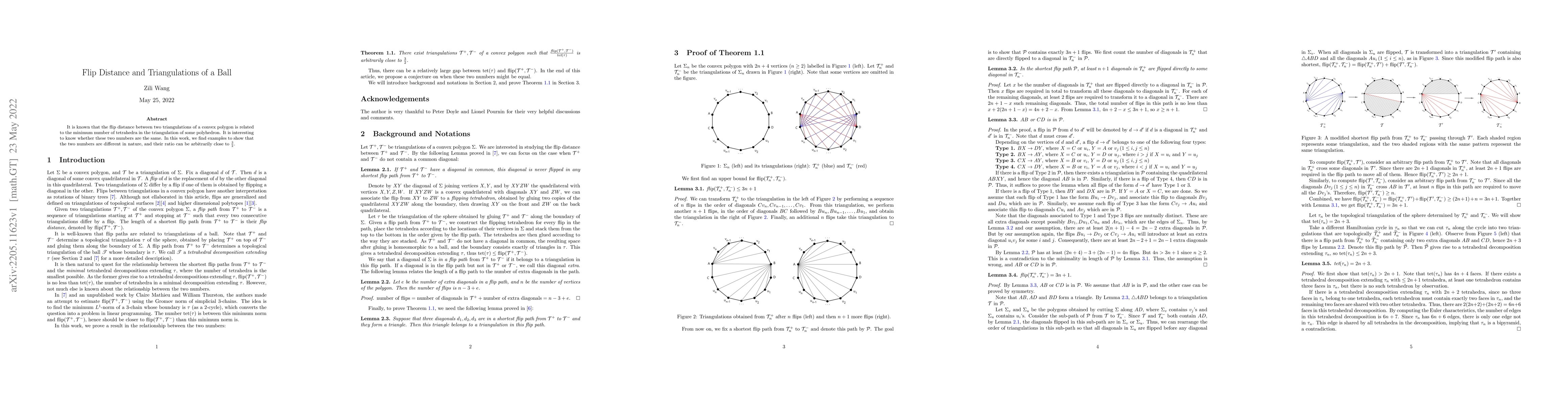 Thumbnail for Flip Distance and Triangulations of a Ball