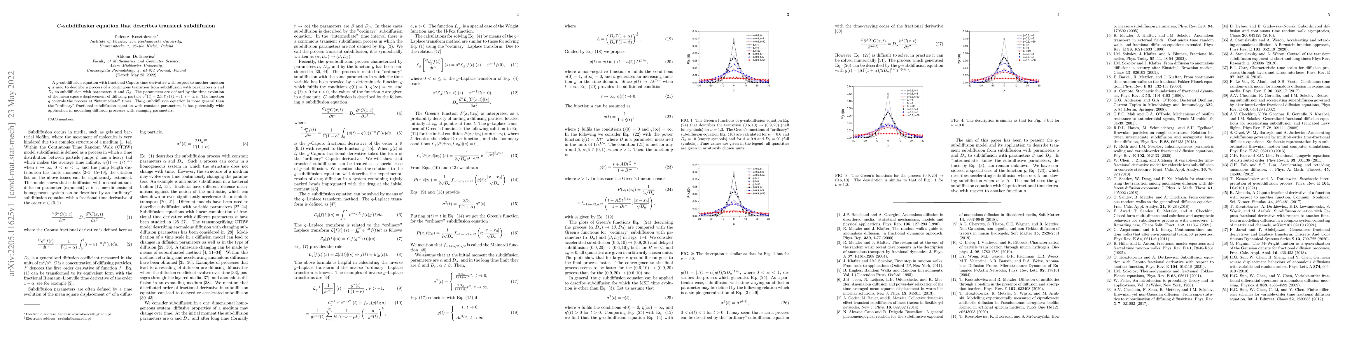 Thumbnail for $G$-subdiffusion equation that describes transient subdiffusion