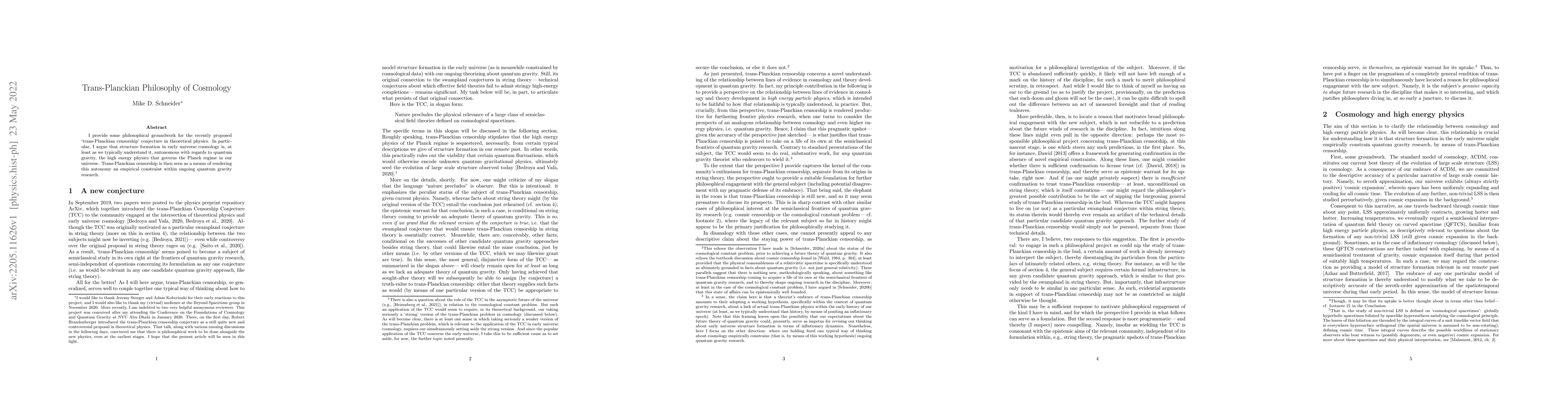 Thumbnail for Trans-Planckian Philosophy of Cosmology