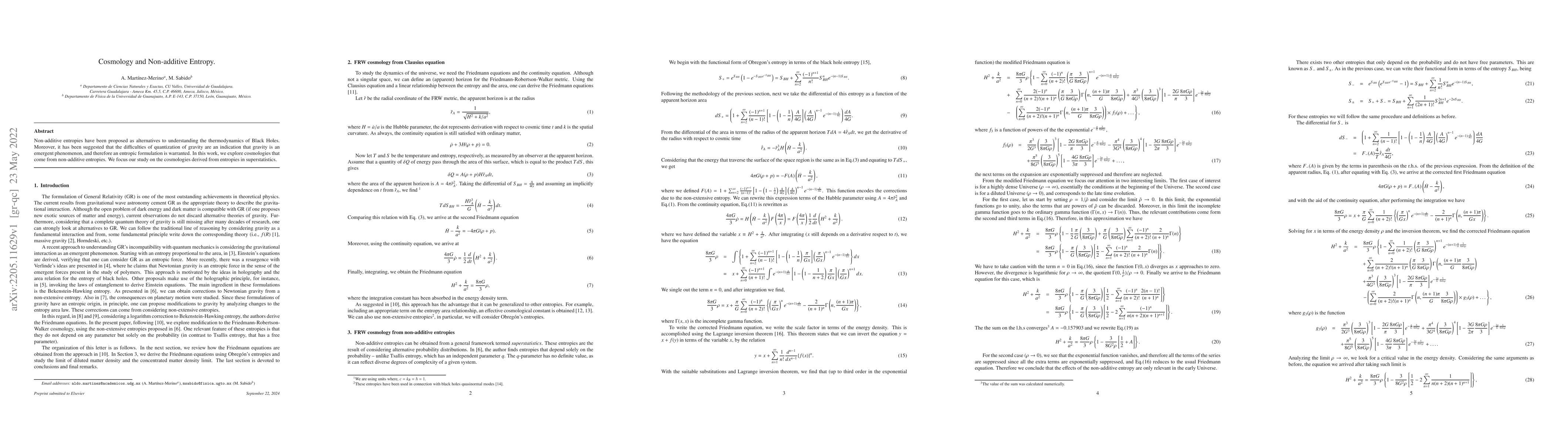 Thumbnail for Cosmology and Non-additive Entropy