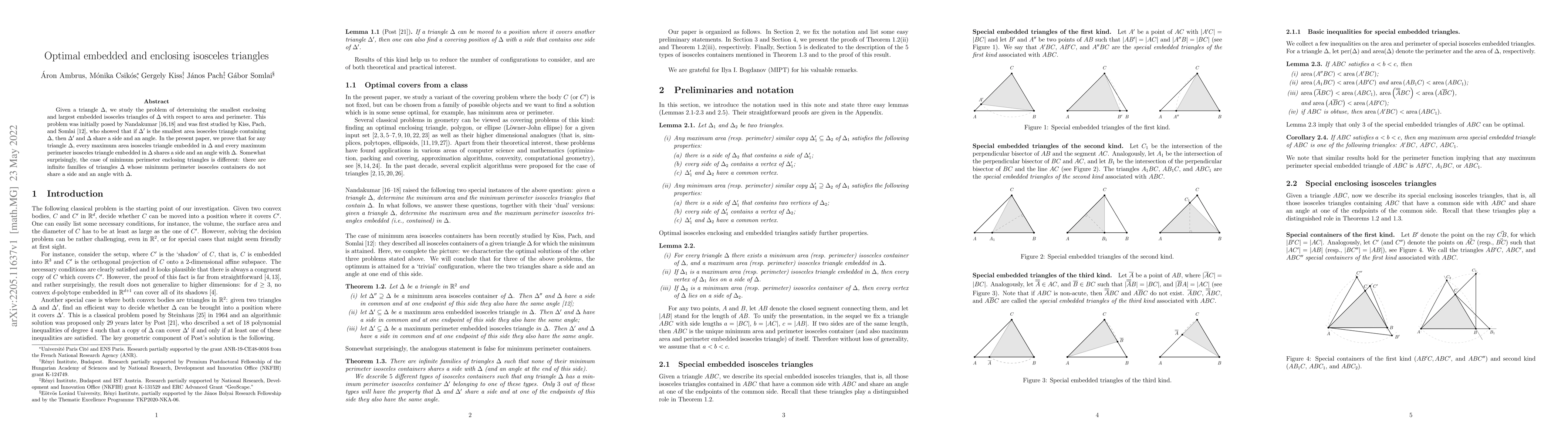 Thumbnail for Optimal embedded and enclosing isosceles triangles
