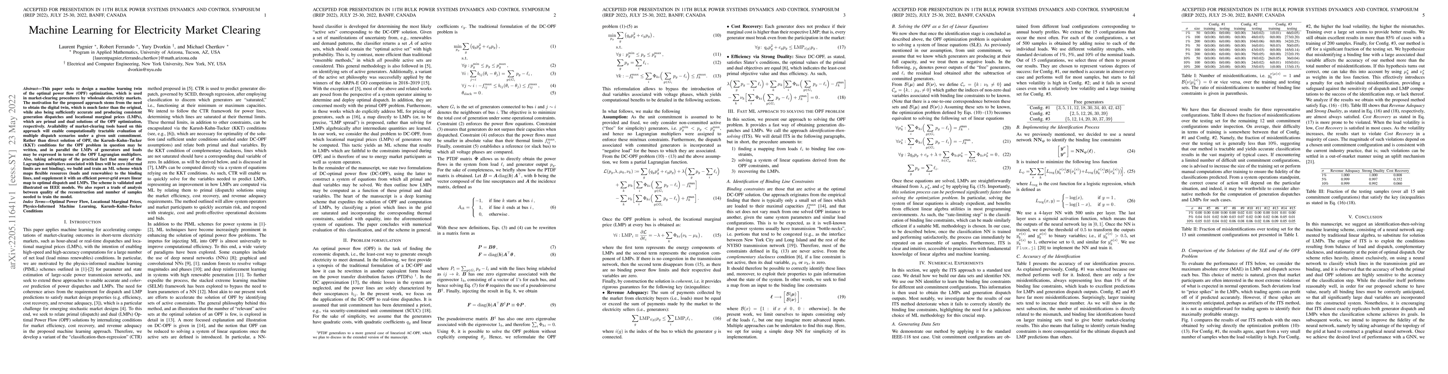 Thumbnail for Machine Learning for Electricity Market Clearing