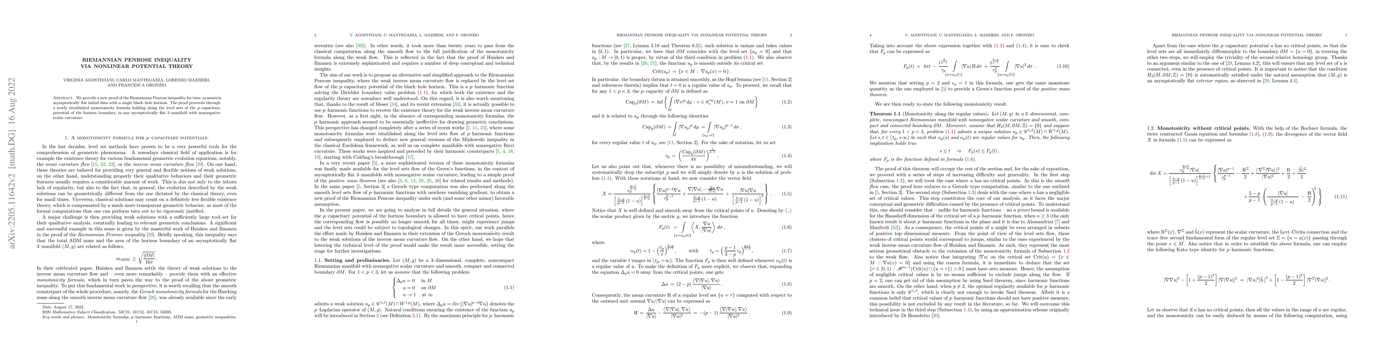 Thumbnail for Riemannian Penrose inequality via Nonlinear Potential Theory