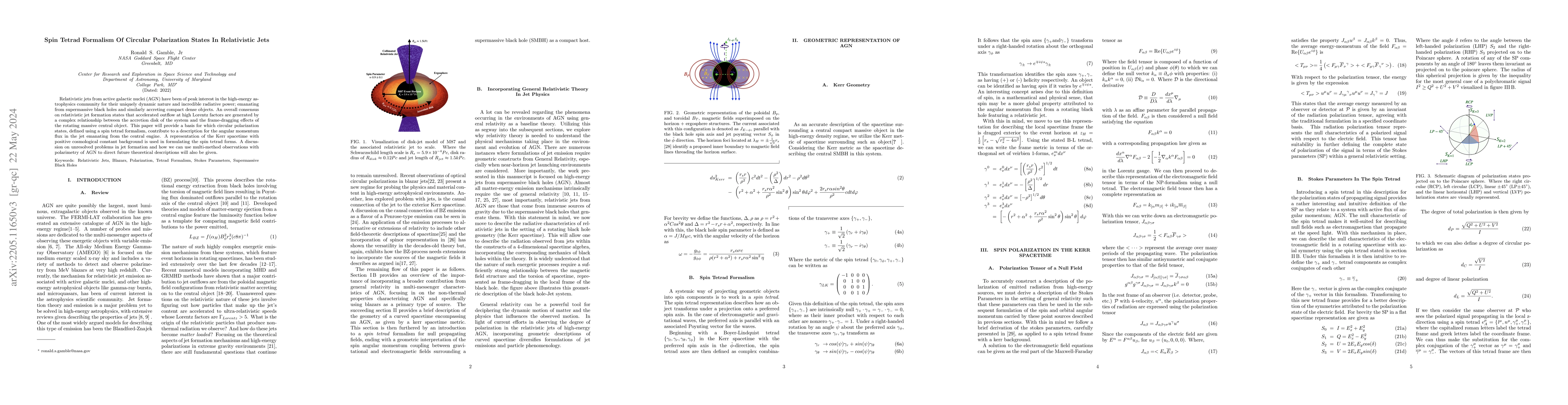 Thumbnail for Spin Tetrad Formalism Of Circular Polarization States In Relativistic
  Jets
