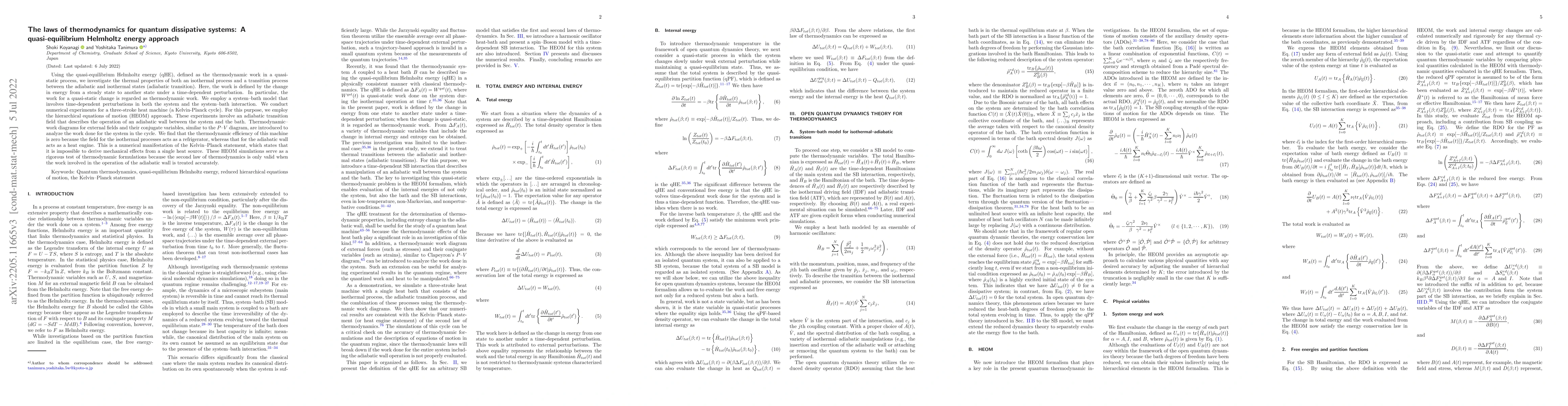 Thumbnail for The laws of thermodynamics for quantum dissipative systems: A
  quasi-equilibrium Helmholtz energy approach