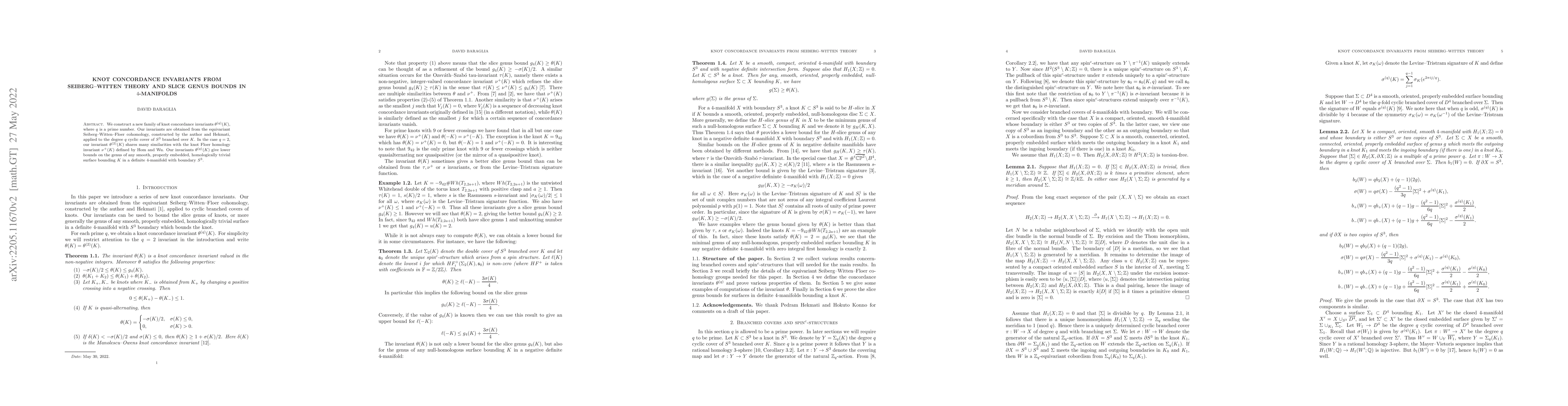 Thumbnail for Knot concordance invariants from Seiberg-Witten theory and slice genus
  bounds in 4-manifolds