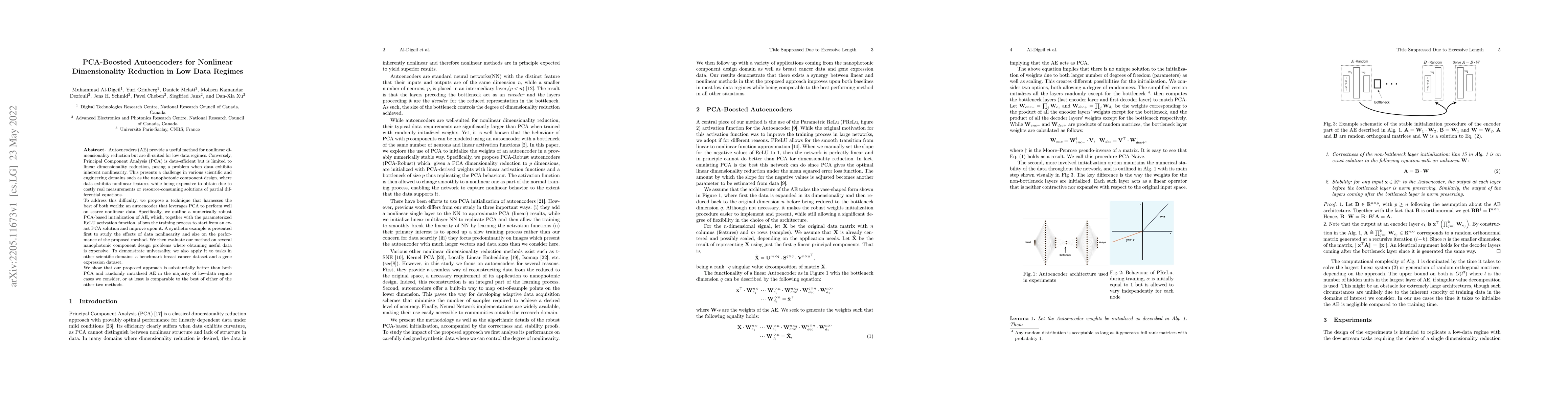 Thumbnail for PCA-Boosted Autoencoders for Nonlinear Dimensionality Reduction in Low
  Data Regimes