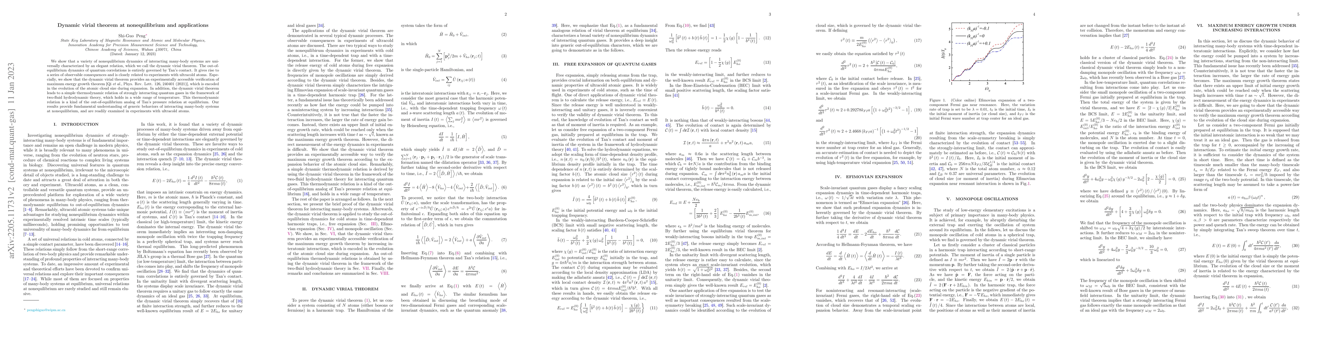 Thumbnail for Dynamic virial theorem at nonequilibrium and applications