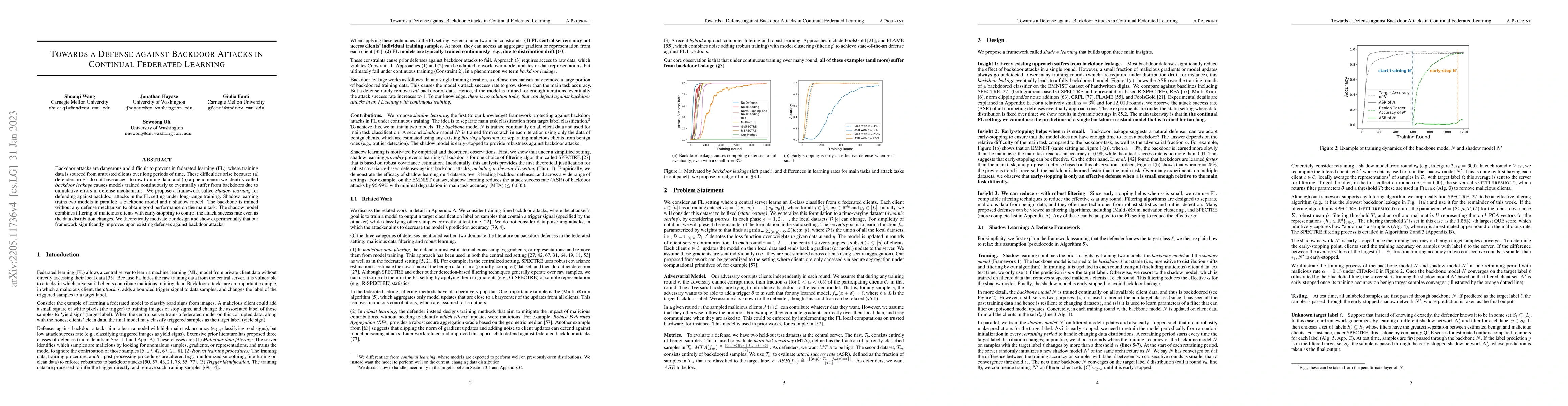 Thumbnail for Towards a Defense Against Federated Backdoor Attacks Under Continuous
  Training