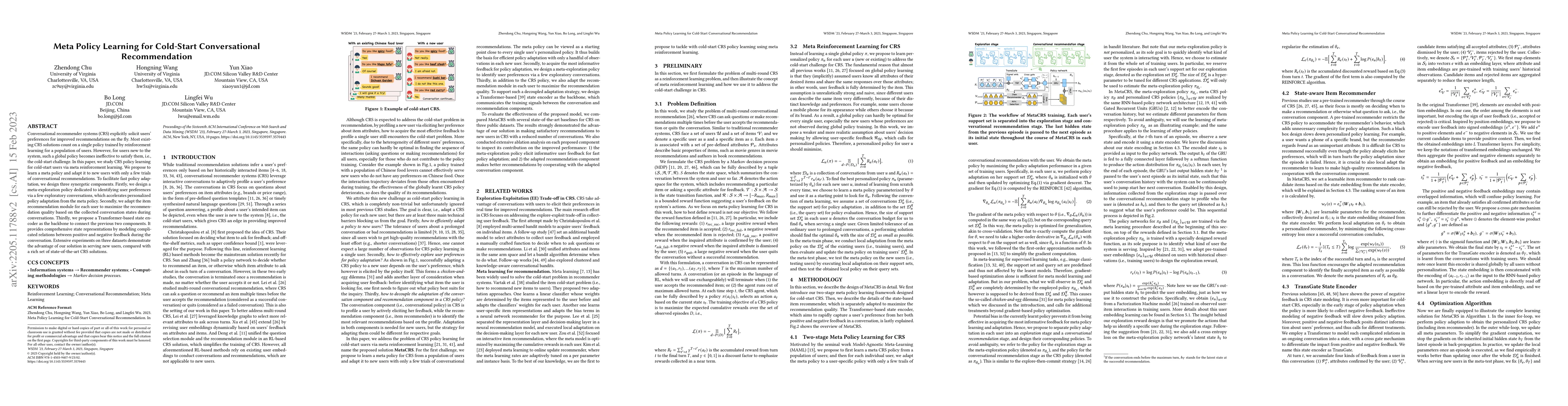 Thumbnail for Meta Policy Learning for Cold-Start Conversational Recommendation
