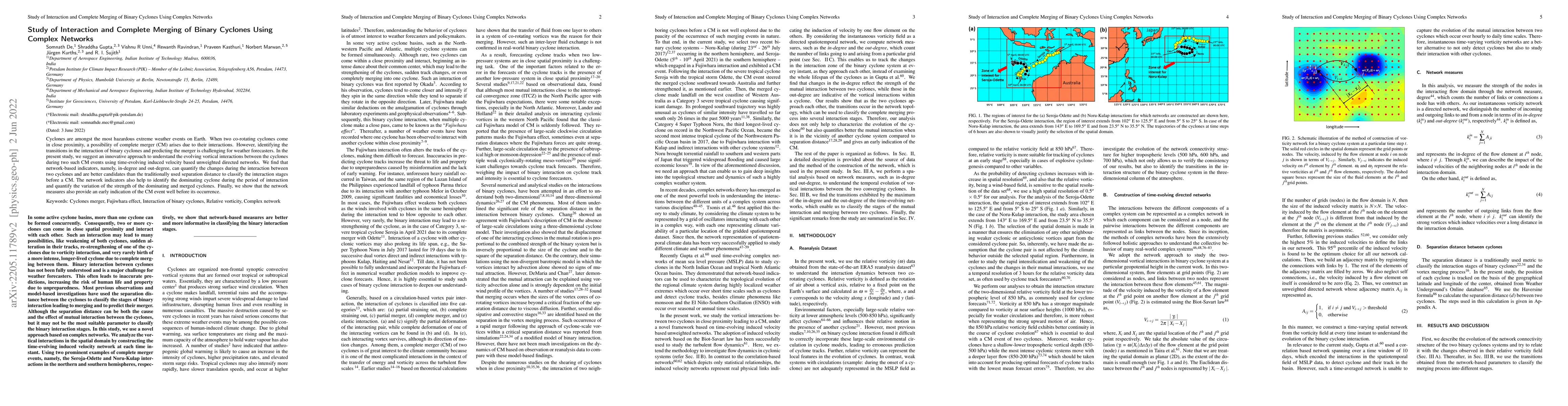 Thumbnail for Study of Interaction and Complete Merging of Binary Cyclones Using
  Complex Networks