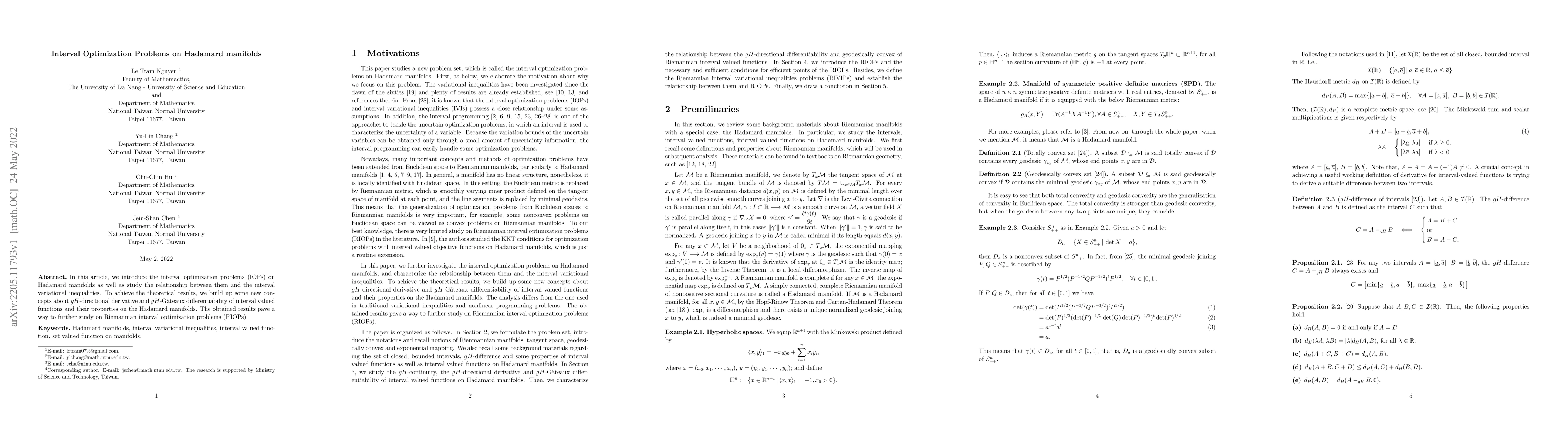 Thumbnail for Interval Optimization Problems on Hadamard manifolds
