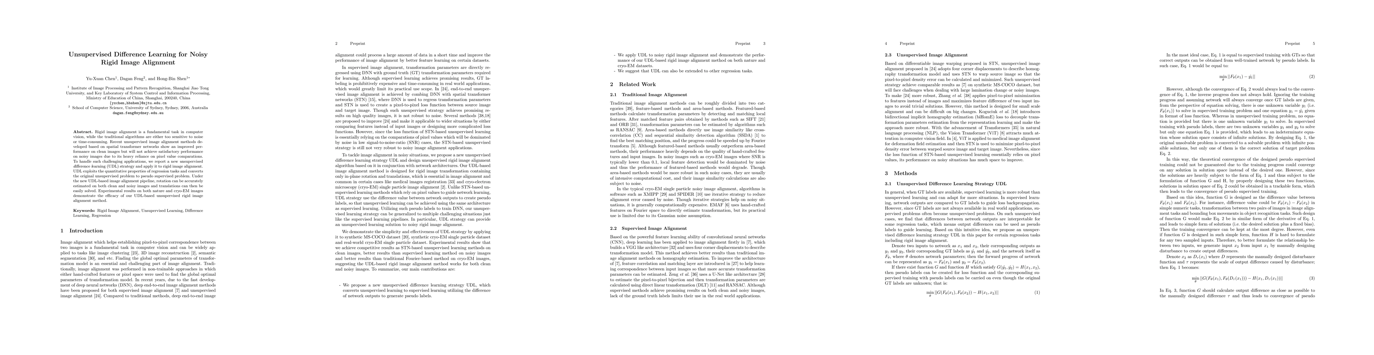 Thumbnail for Unsupervised Difference Learning for Noisy Rigid Image Alignment