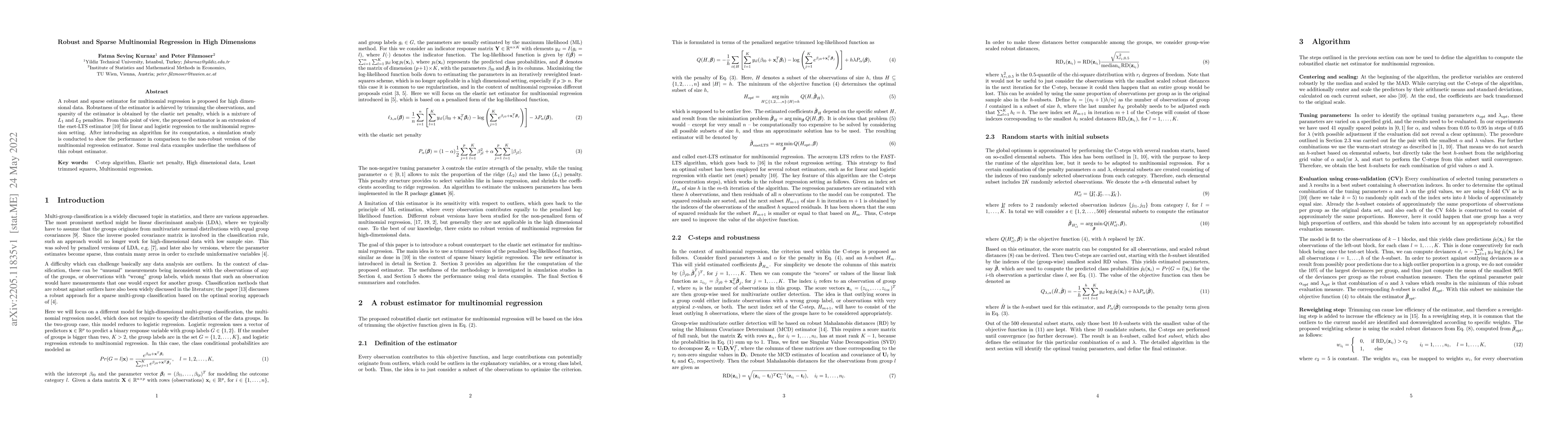 Thumbnail for Robust and Sparse Multinomial Regression in High Dimensions