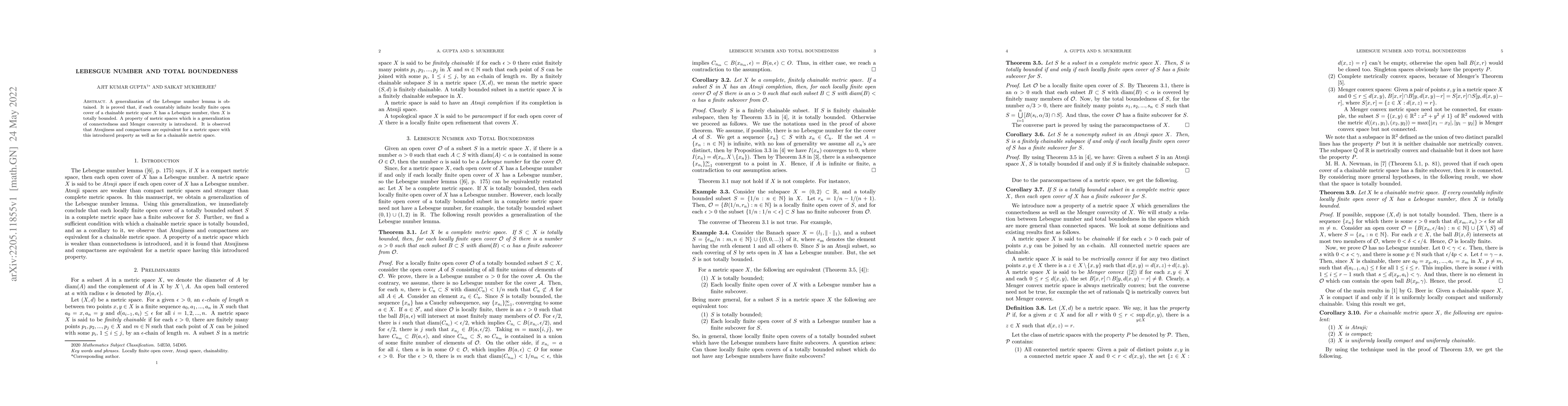 Thumbnail for Lebesgue Number and Total Boundedness
