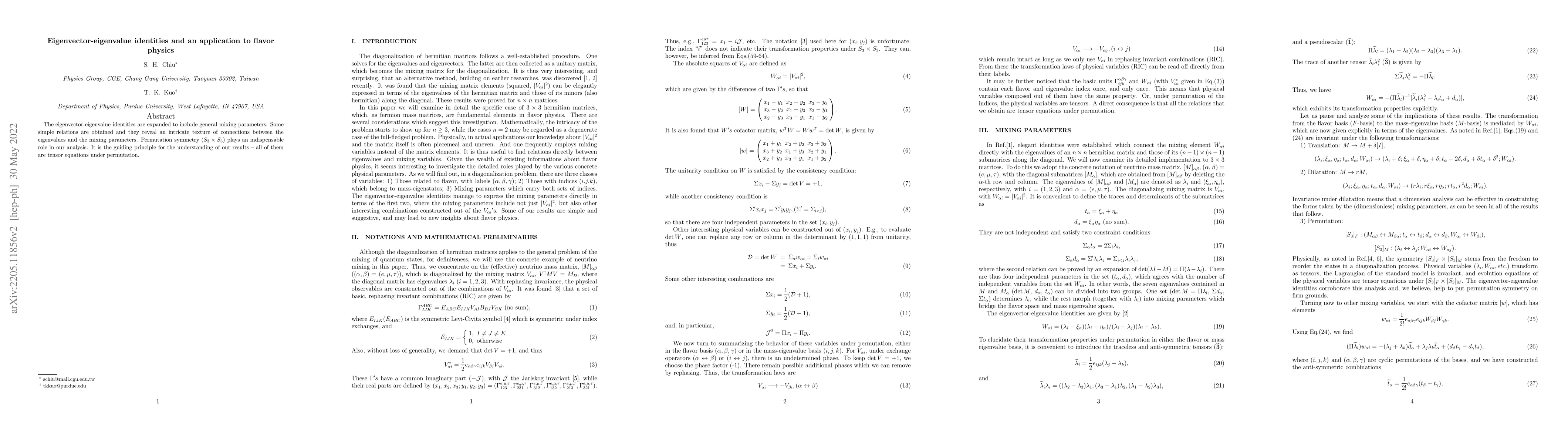 Thumbnail for Eigenvector-eigenvalue identities and an application to flavor physics