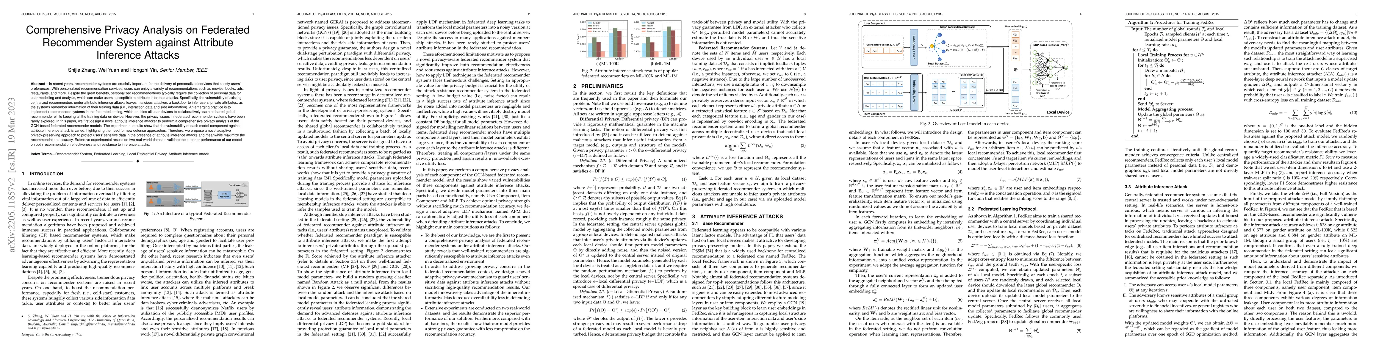 Thumbnail for Comprehensive Privacy Analysis on Federated Recommender System against
  Attribute Inference Attacks