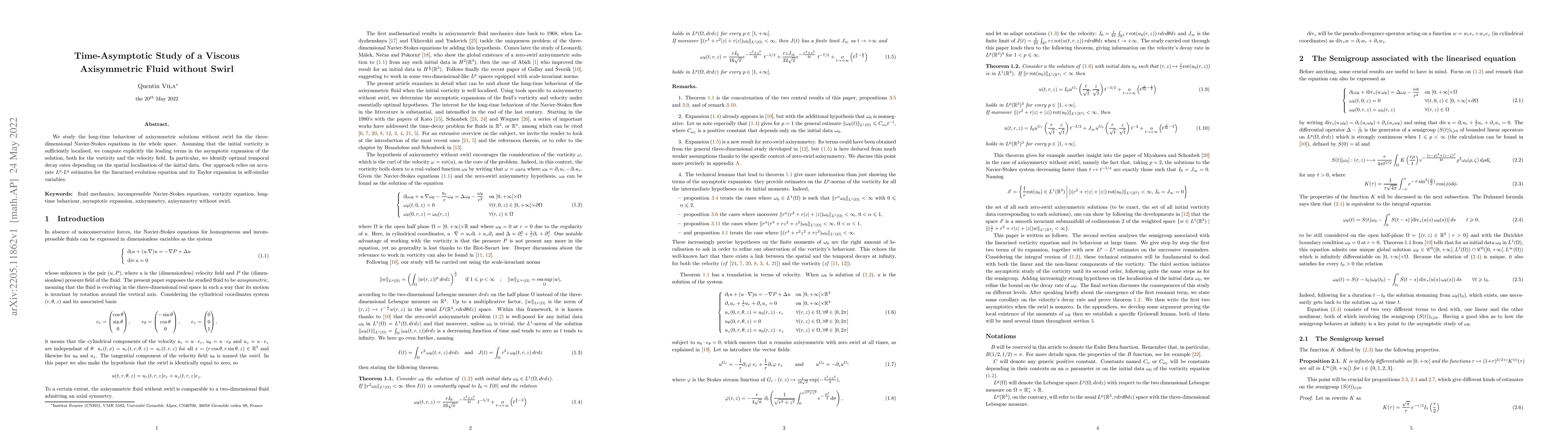 Thumbnail for Time-Asymptotic Study of a Viscous Axisymmetric Fluid without Swirl