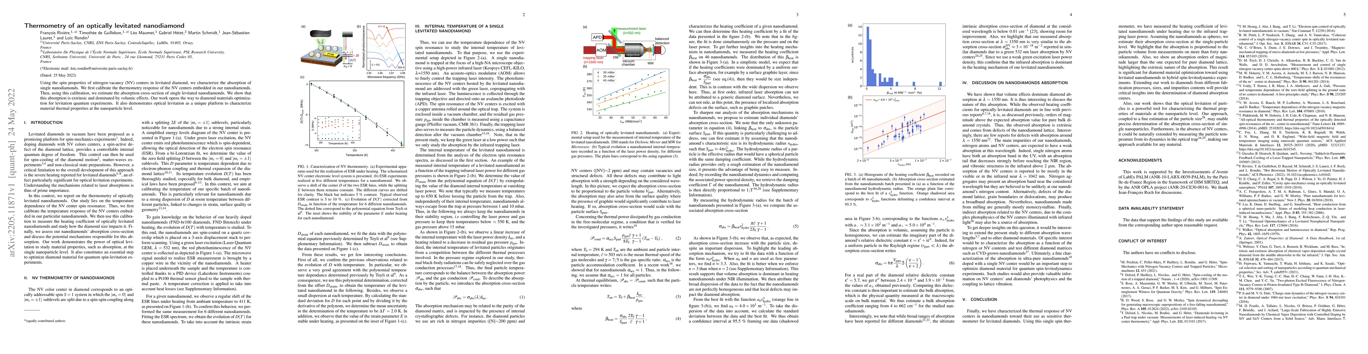 Thumbnail for Thermometry of an optically levitated nanodiamond
