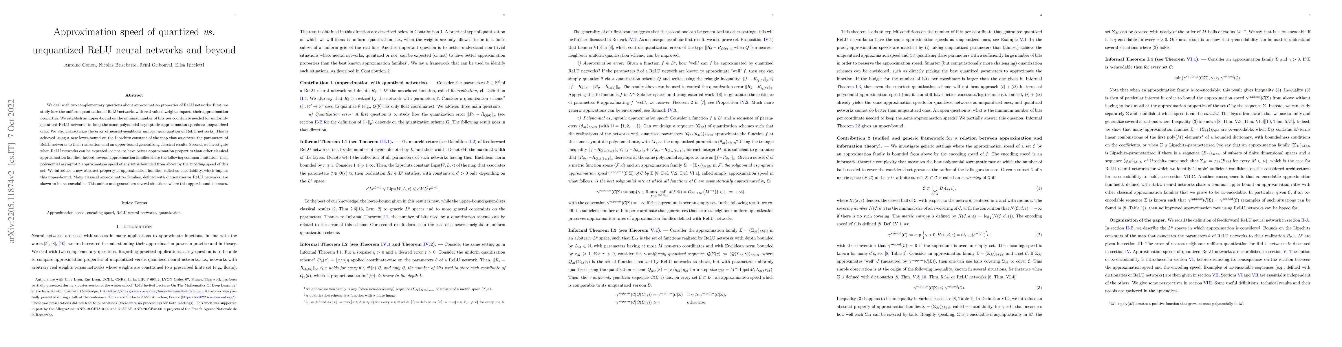 Thumbnail for Approximation speed of quantized vs. unquantized ReLU neural networks
  and beyond