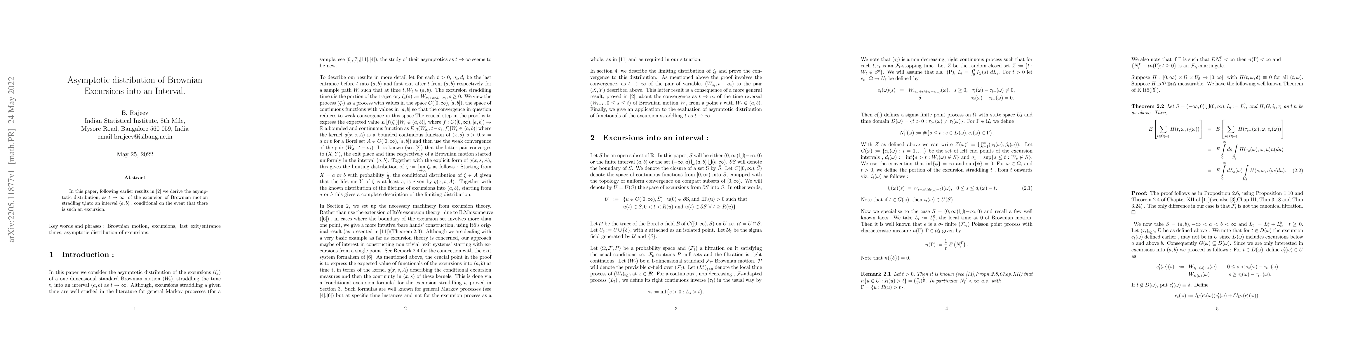 Thumbnail for Asymptotic Distribution of Brownian Excursions into an Interval