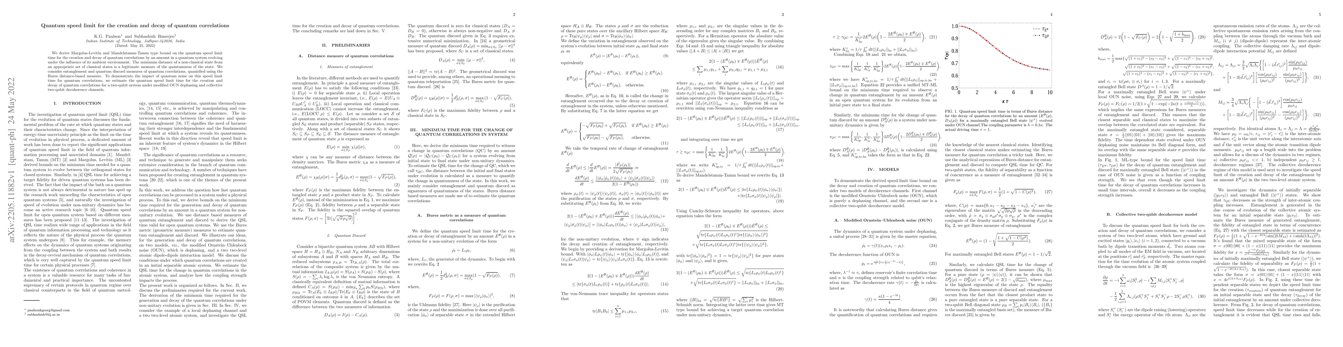 Thumbnail for Quantum speed limit for the creation and decay of quantum correlations