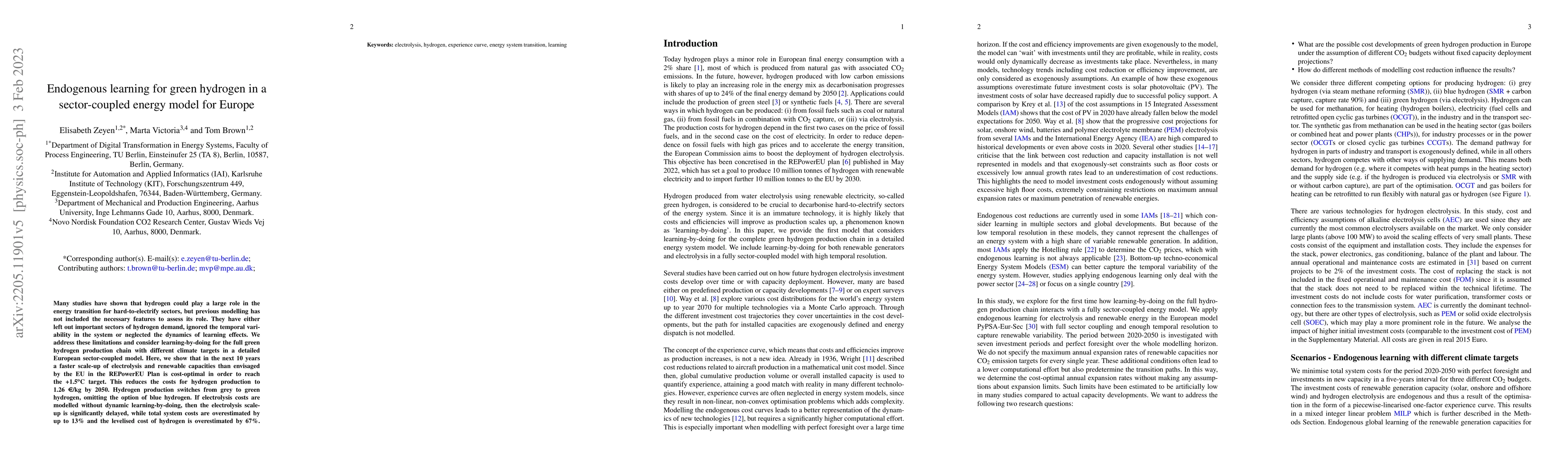 Thumbnail for Endogenous learning for green hydrogen in a sector-coupled energy model
  for Europe