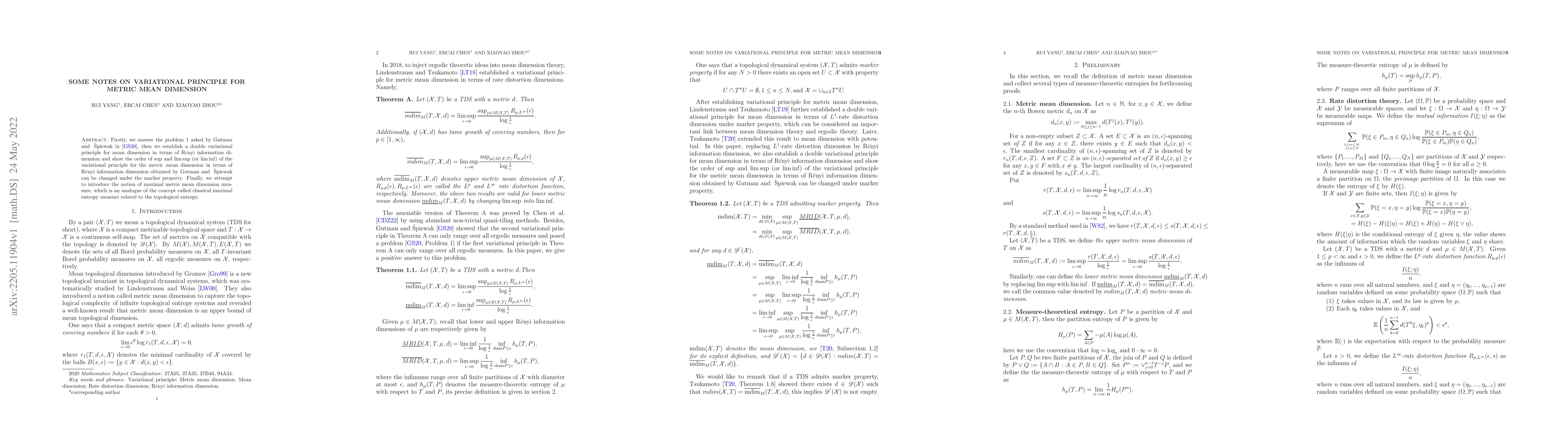 Thumbnail for Some notes on variational principle for metric mean dimension