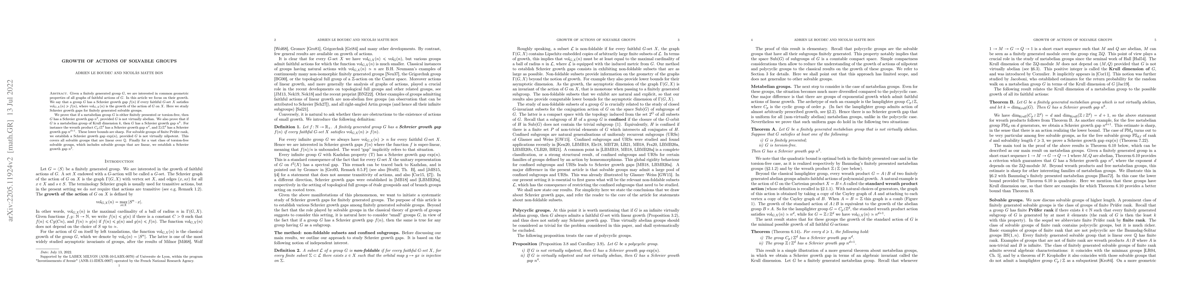 Thumbnail for Growth of actions of solvable groups