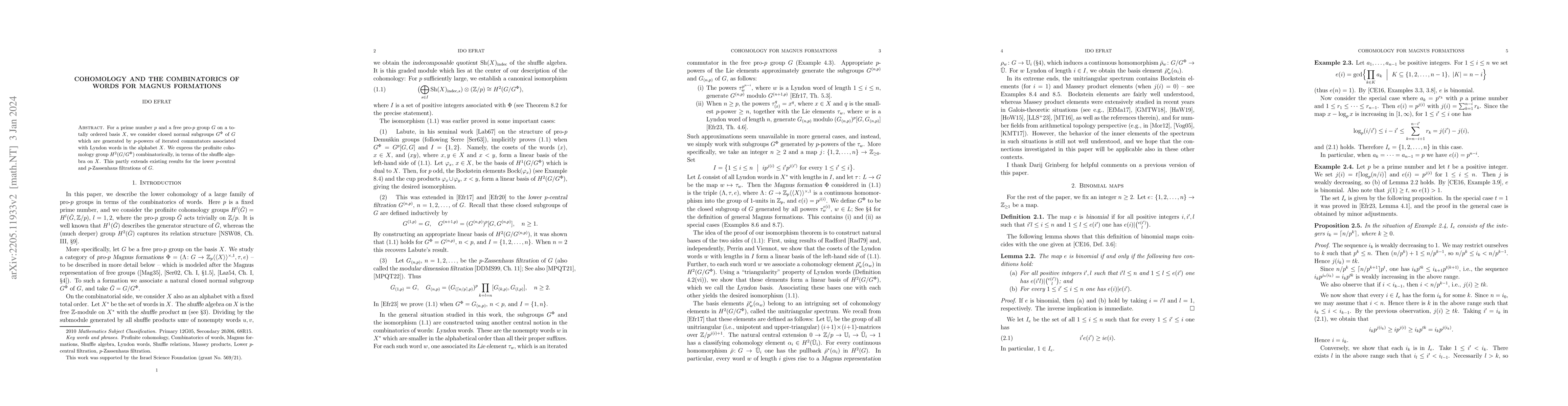 Thumbnail for Cohomology and the Combinatorics of Words for Magnus Formations