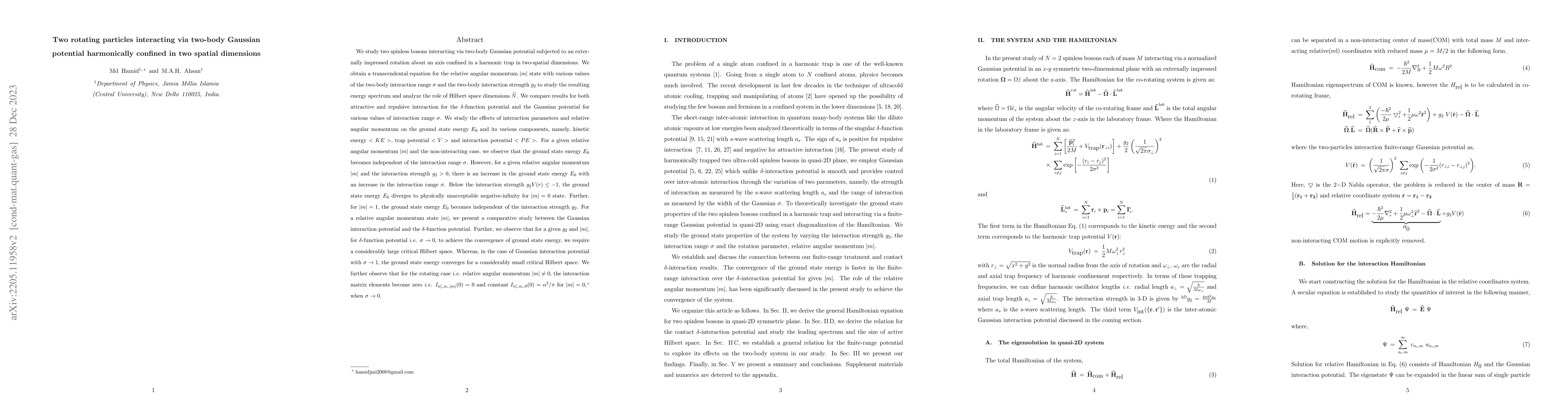 Thumbnail for Two rotating particles interacting via two-body Gaussian potential
  harmonically confined in two spatial dimensions