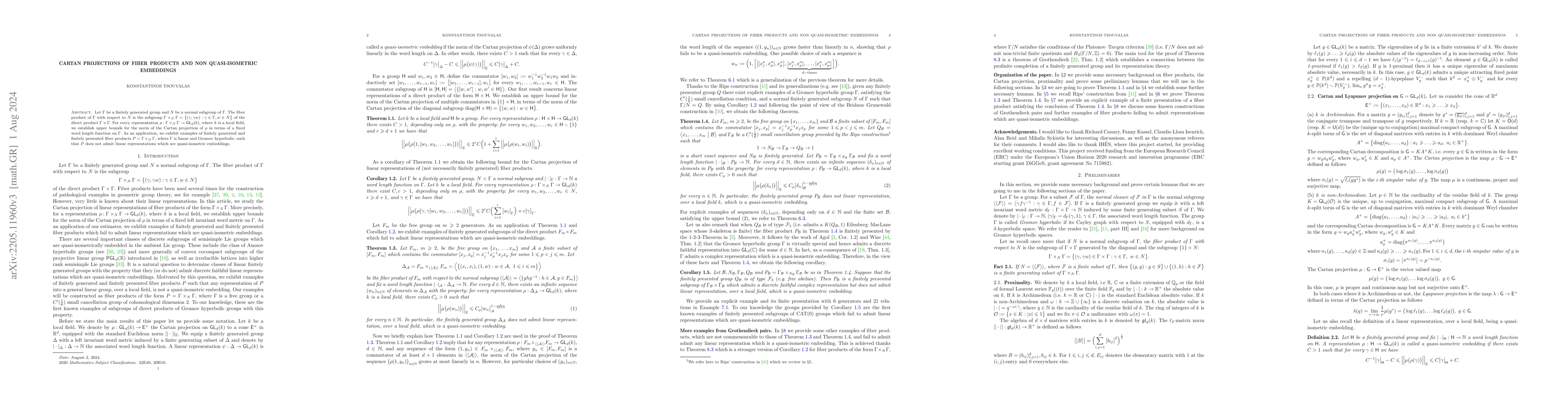 Thumbnail for Cartan projections of fiber products and non quasi-isometric embeddings