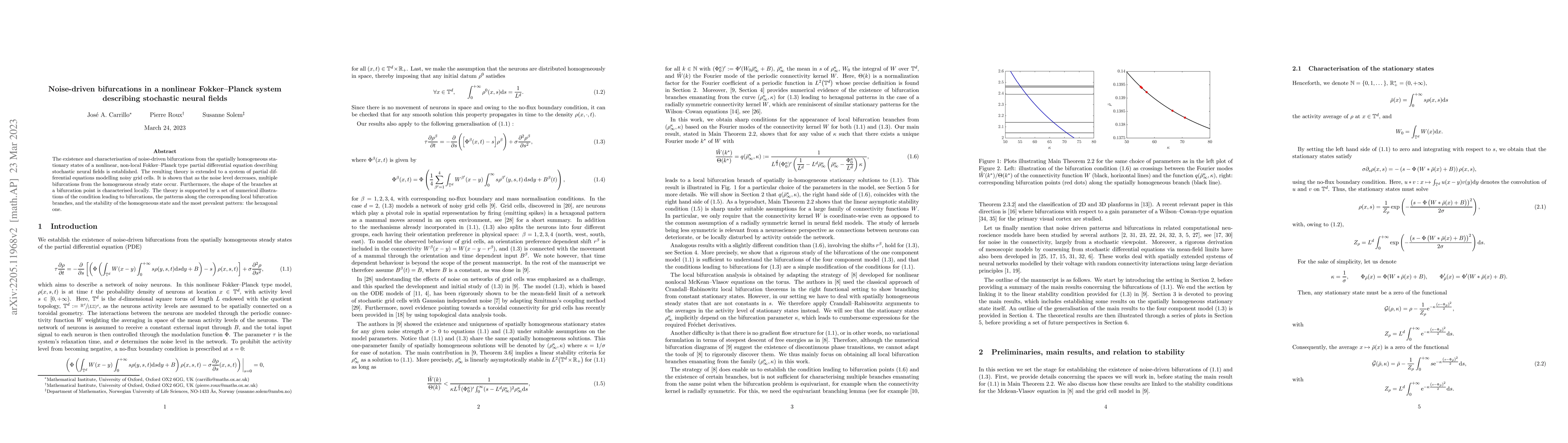 Thumbnail for Noise-driven bifurcations in a nonlinear Fokker-Planck system describing
  stochastic neural fields