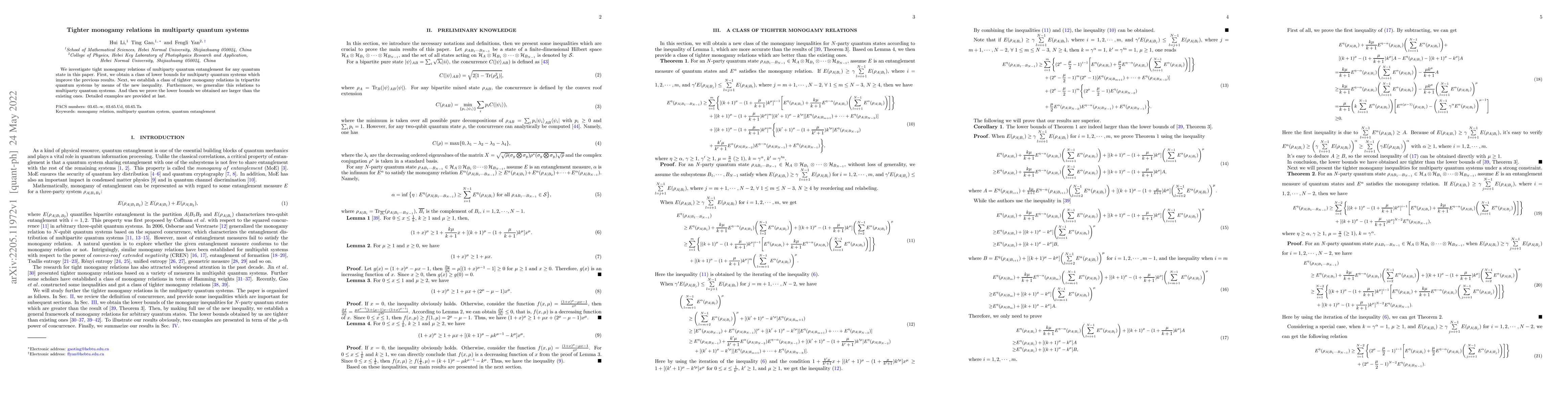 Thumbnail for Tighter monogamy relations in multiparty quantum systems