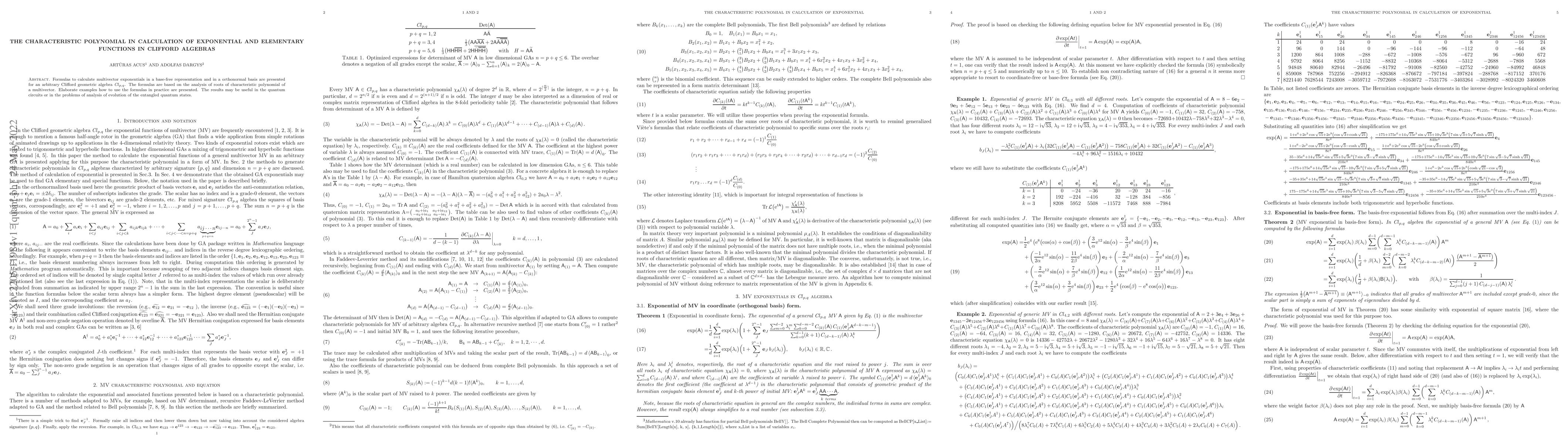 Thumbnail for The characteristic polynomial in calculation of exponential and
  elementary functions in Clifford algebras